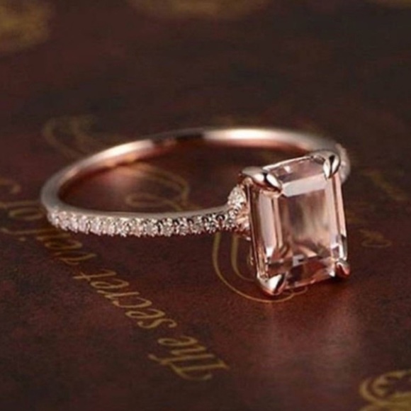 *NEW 18K ROSE GOLD MORGANITE HALO RING - Picture 7 of 7